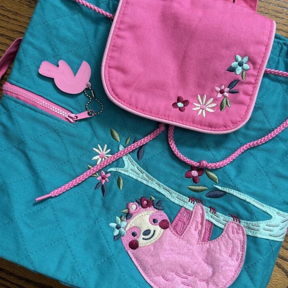 Stephen Joseph Beautiful Pink Sloth Children's‎ Backpack Colorful Quilted